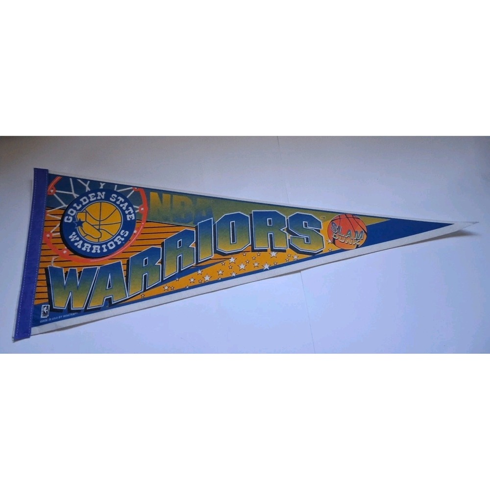 Vtg NBA Golden State Warriors 95 Slam Dunk Pennant WinCraft USA 12 X 30
